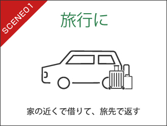 旅行に 家の近くで借りて、旅先で返す